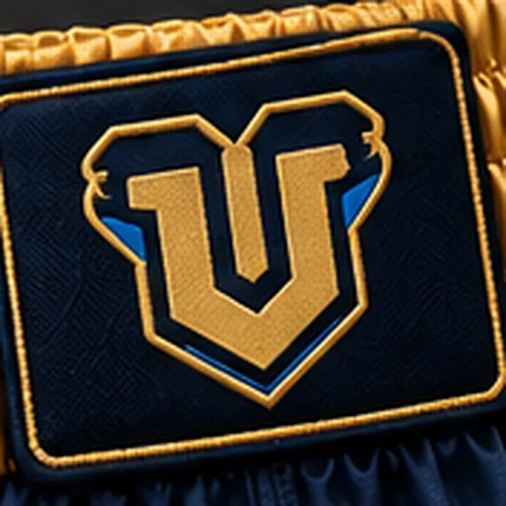 U emblem patch on the elastic gold satin waistband