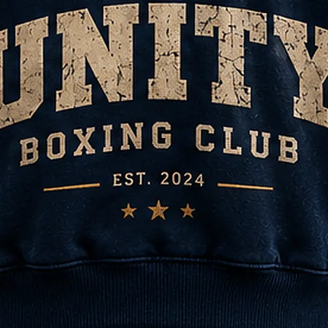 Distressed vintage UNITY BOXING CLUB print on the back