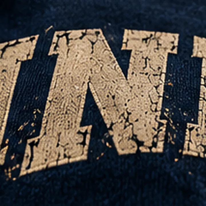 Close-up of the cracked vintage print texture