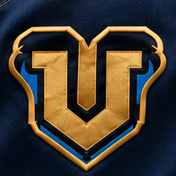 Embroidered gold and blue U emblem on the vest
