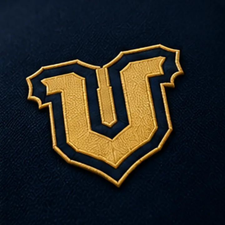 Embroidered gold U emblem on the chest