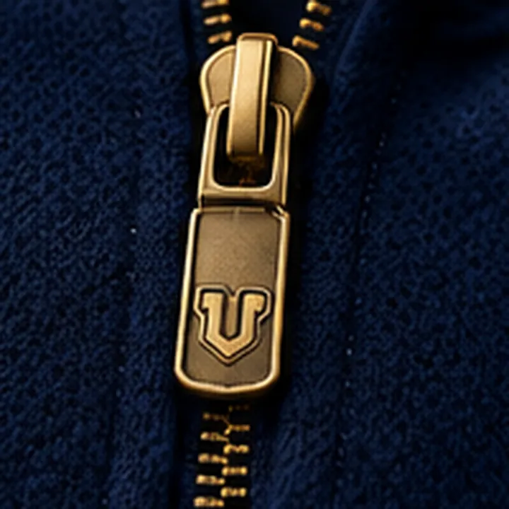 Brass zip puller engraved with the U emblem