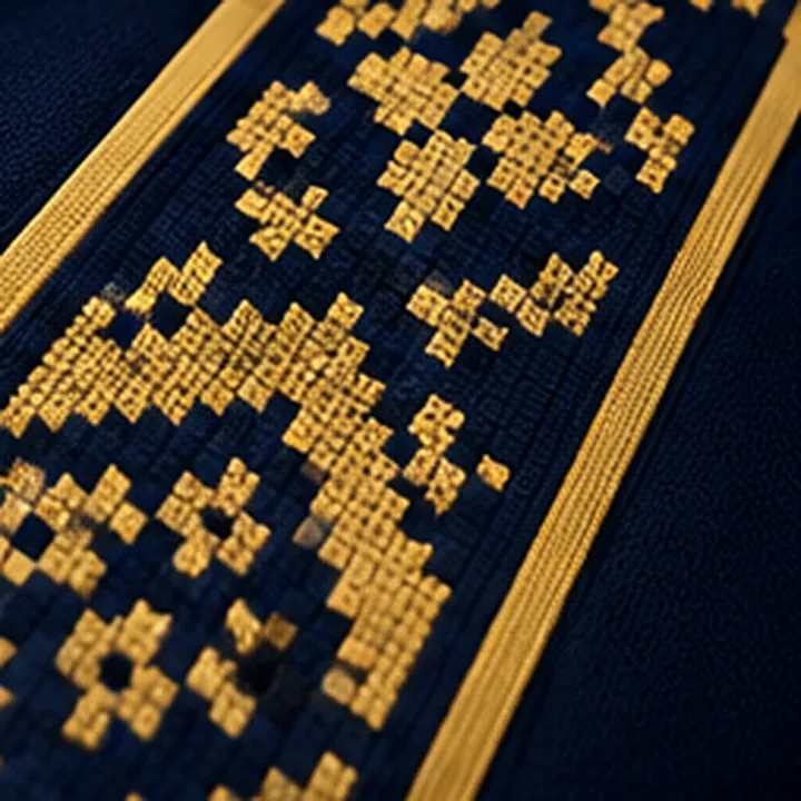 Close-up of the gold embroidered pattern band on the sleeve